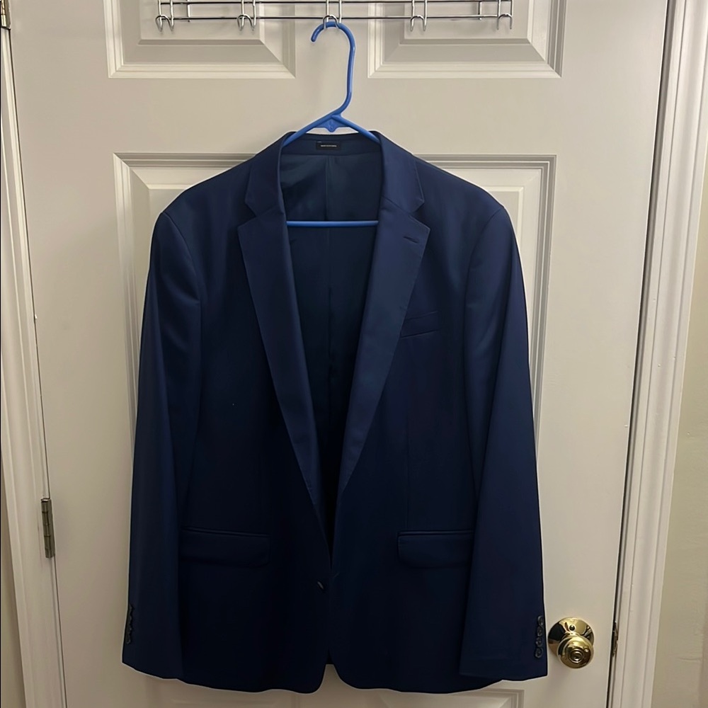 JF J.Ferrar Ultra Comfort Slim Suit Jacket (44R) & Pants (34x29) Bright Blue